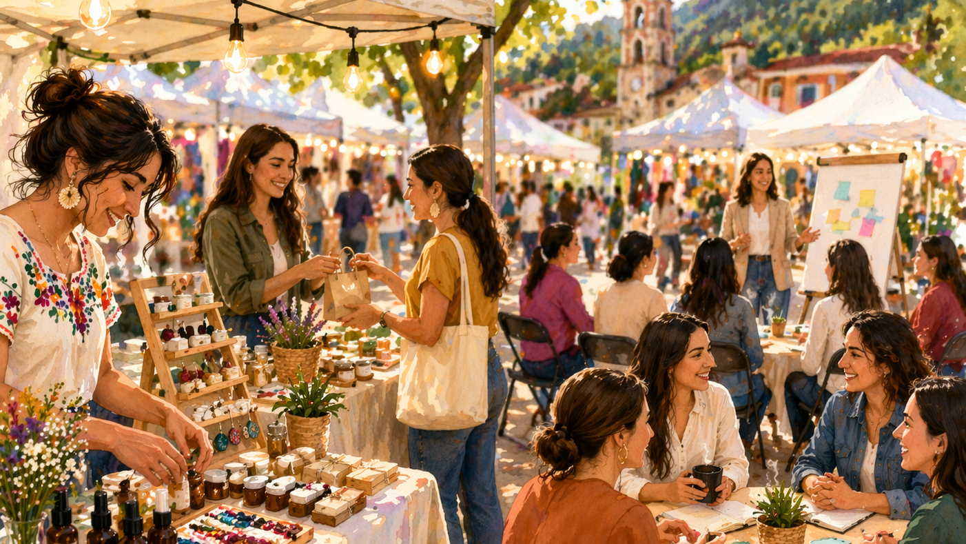 AMMJE Pachuca convoca a emprendedoras a participar en feria con stands, talleres y networking en Real del Monte.