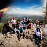 Collage de agentes de viajes de Chihuahua durante un recorrido por distintos atractivos turísticos de Hidalgo.