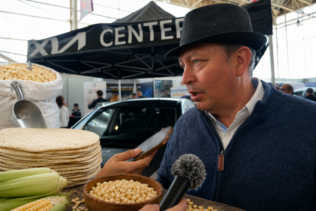 Martín Martínez Destunis, representante de la industria de la masa y la tortilla, durante una entrevista sobre el precio de la tortilla y la compra directa de maíz en Hidalgo.